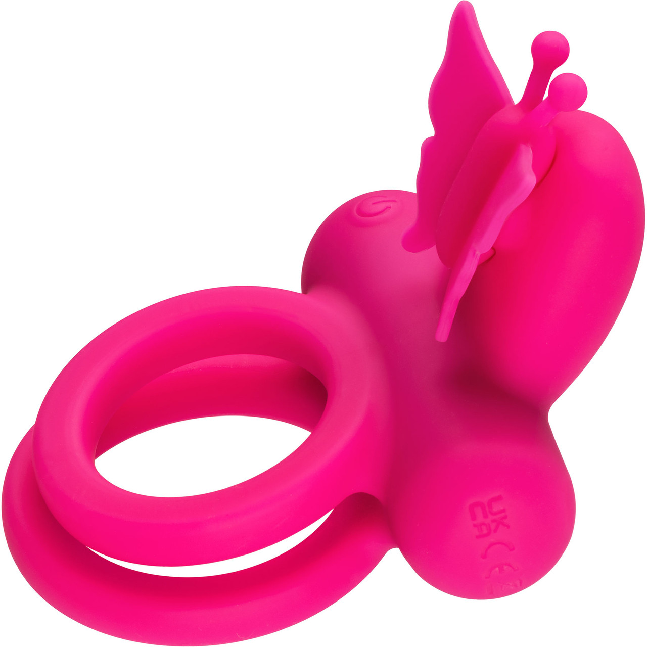 Silicone Rechargeable Dual Butterfly Couples Vibrating Cock Ring By  CalExotics - Pink